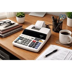 Sharp EL-1197PIII 12 Digit Printing Calculator Adding Machine Untested Printer